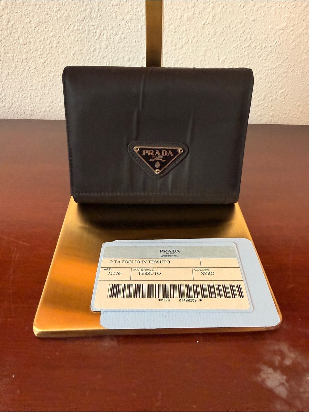 Prada wallet Black with box and paper and ribbon